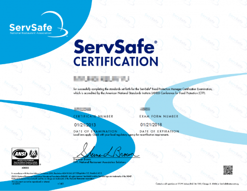 ServSafe Certification 예시 BSI Blog